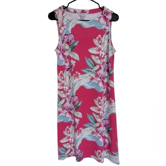 Tommy Bahama Maria Mambo Shift Dress Pink Tropical Sleeveless Size Medium - Picture 2 of 11